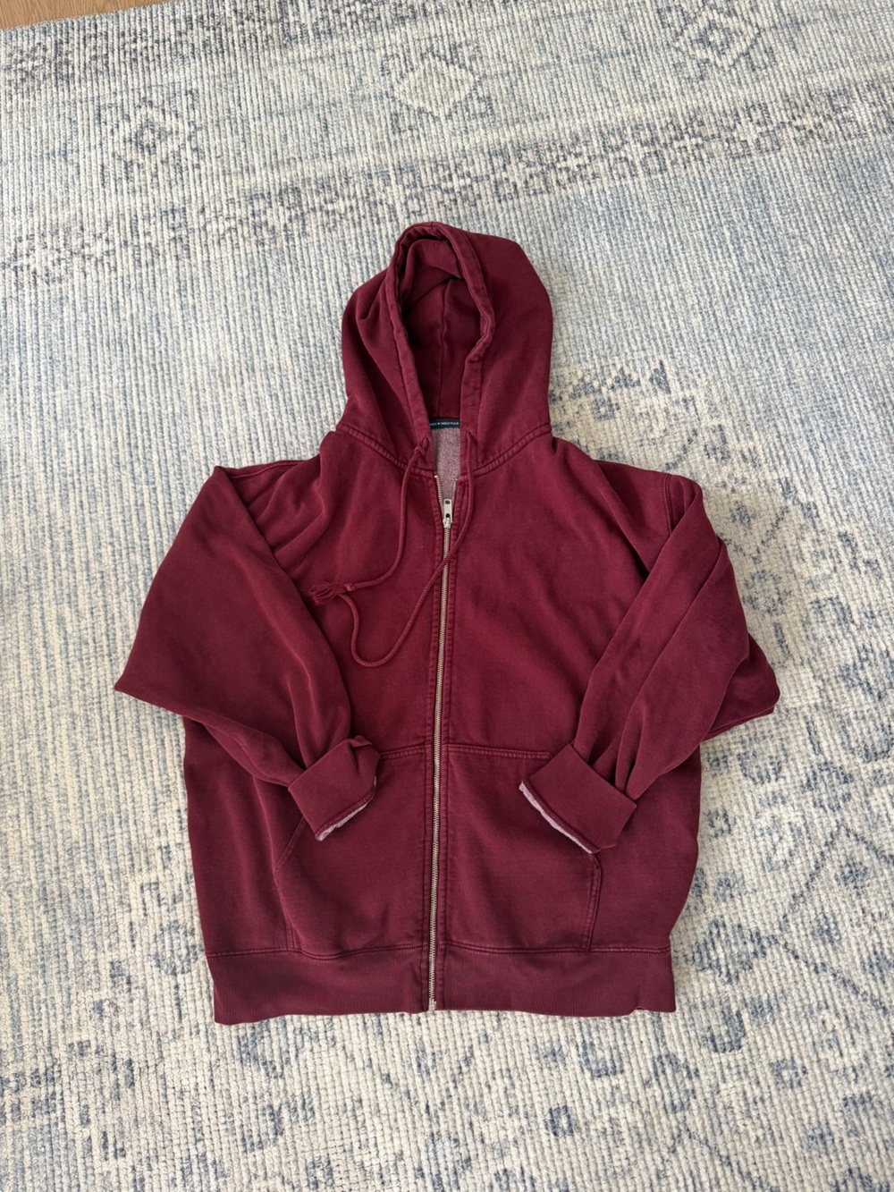 Brandy Melville Burgundy Zip-Up Hooded Sweatshirt